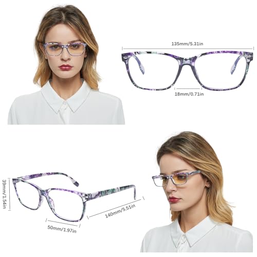 CLASAGA Progressive Multifocus Reading Glasses for Women, Pattern Print Blue Light Block Stylish Ladies Computer Readers (pattern design-2, 1.25, x) - Image 2