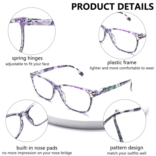 CLASAGA Progressive Multifocus Reading Glasses for Women, Pattern Print Blue Light Block Stylish Ladies Computer Readers (pattern design-2, 1.25, x) - Image 3