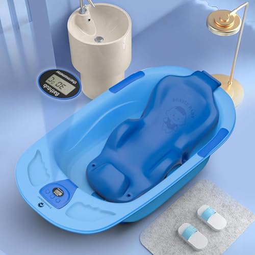 StarAndDaisy Baby Bath Tub for 0 to 5 Years/Bath Tub for Kids 0-3 Years/Infants Bathtub with Temperature Censor & Baby Bath Seat/Sling, Antislip Baby Bath Tub with Bath Chair (Light Blue) - Image 1
