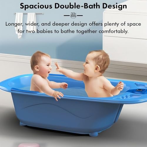 StarAndDaisy Baby Bath Tub for 0 to 5 Years/Bath Tub for Kids 0-3 Years/Infants Bathtub with Temperature Censor & Baby Bath Seat/Sling, Antislip Baby Bath Tub with Bath Chair (Light Blue) - Image 5