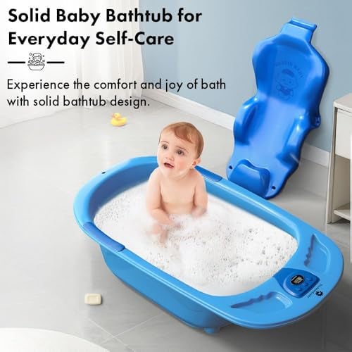 StarAndDaisy Baby Bath Tub for 0 to 5 Years/Bath Tub for Kids 0-3 Years/Infants Bathtub with Temperature Censor & Baby Bath Seat/Sling, Antislip Baby Bath Tub with Bath Chair (Light Blue) - Image 3