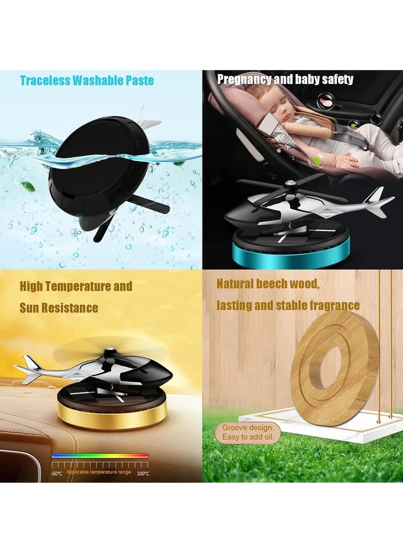 ELTRAZONE Solar Energy Rotating Helicopter Diffuser – Car Air Freshener, Long-Lasting Fragrance, Essential Oil Diffuser, Odor Eliminator, Home & Office Decor (Gold) - Image 4