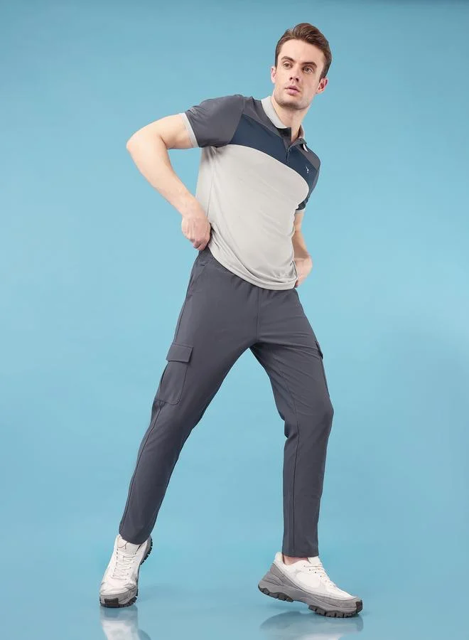 Technosport Grey Solid 4-Way Stretch Cargo Pants