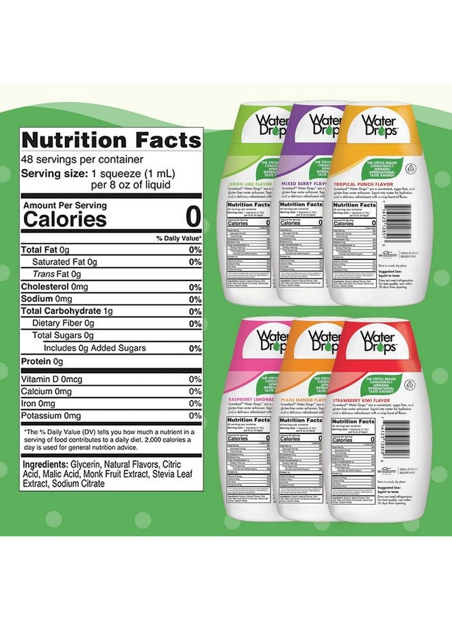 Sweet Drops Sweetleaf Stevia Water Drops - Water Enhancer Variety Pack, Sugar Free Stevia Water Flavoring Drops, Lemon Lime, Raspberry Lemonade, And 4 More Refreshing Flavors, 1.62 Oz Ea (Pack Of 6)  - Image 2