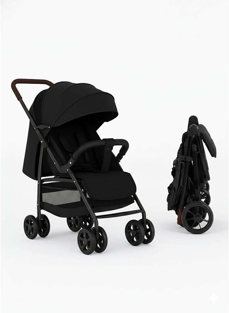 ACPLAY Lightweight Foldable Travel Stroller – Compact Baby Stroller with One-Hand Fold, Full Lay-Flat Recline, Large Storage Basket, Removable Child Tray & Cup Holder, 5-Point Harness, Perfect for Travel & Everyday Use - Image 1