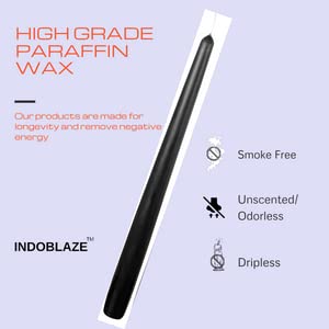 Indoblaze Unscented Black Taper Candles | Long Candles for Home Decor | Candle Sticks Pack of 6, Paraffin Wax - Image 3