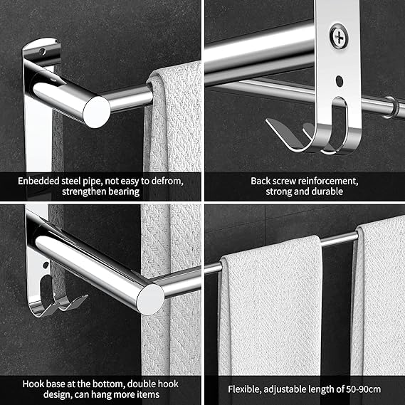 SUNDRY Stainless Steel Hook Towel Rack for Bathroom/Towel Stand/Hanger/Bathroom Accessories(24 Inch 5 Year Warranty) - Image 2