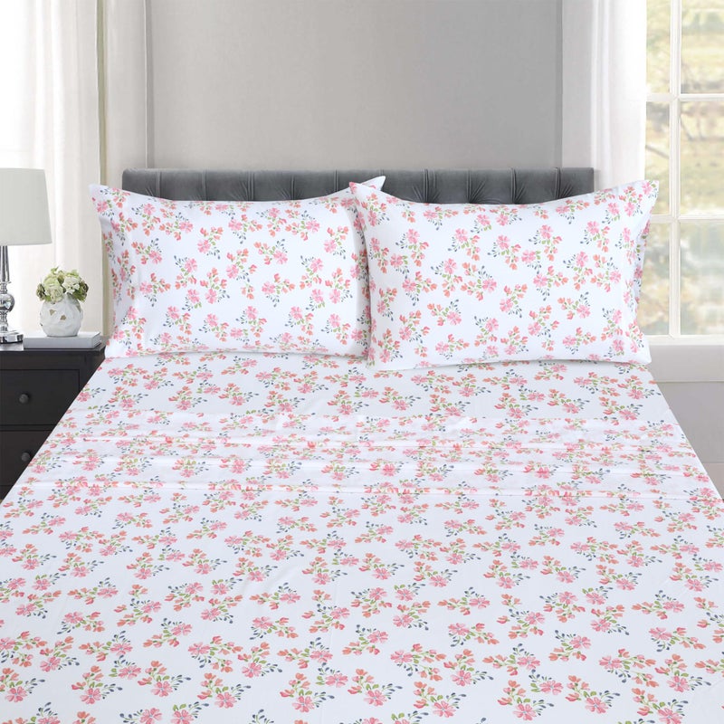 RUVANTI 100% Cotton Sheets â€“ Split King Size Percale Bedding, Cooling & Breathable Floral Design, Durable with a Crisp, Soft & Comfortable Feel, 16" Deep Pocket, 5-Piece Set, Bloomex - Image 3