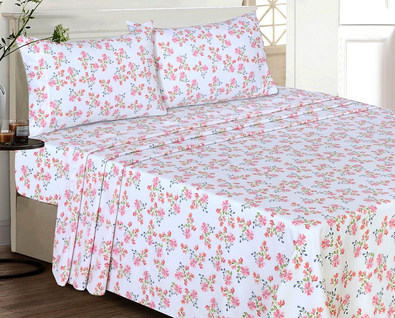 RUVANTI 100% Cotton Sheets â€“ Split King Size Percale Bedding, Cooling & Breathable Floral Design, Durable with a Crisp, Soft & Comfortable Feel, 16" Deep Pocket, 5-Piece Set, Bloomex - Image 2