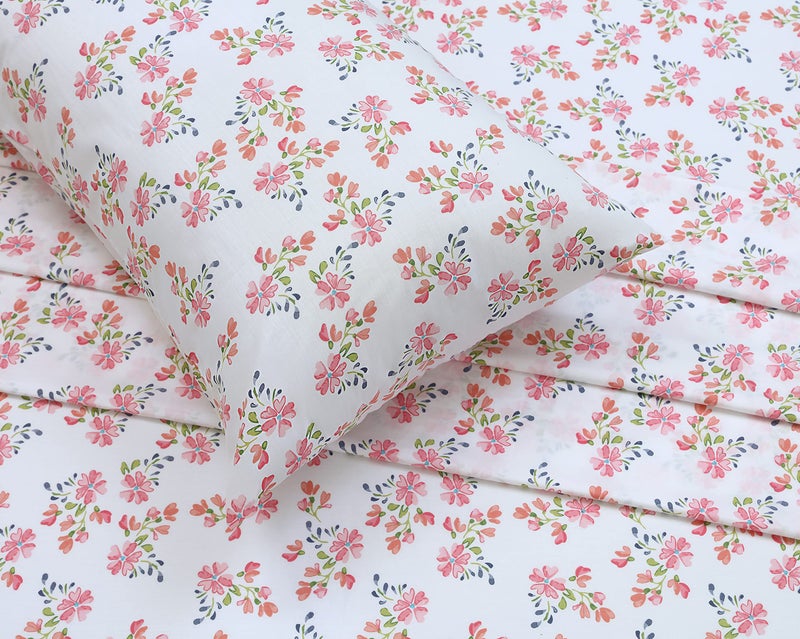RUVANTI 100% Cotton Sheets â€“ Split King Size Percale Bedding, Cooling & Breathable Floral Design, Durable with a Crisp, Soft & Comfortable Feel, 16" Deep Pocket, 5-Piece Set, Bloomex - Image 4