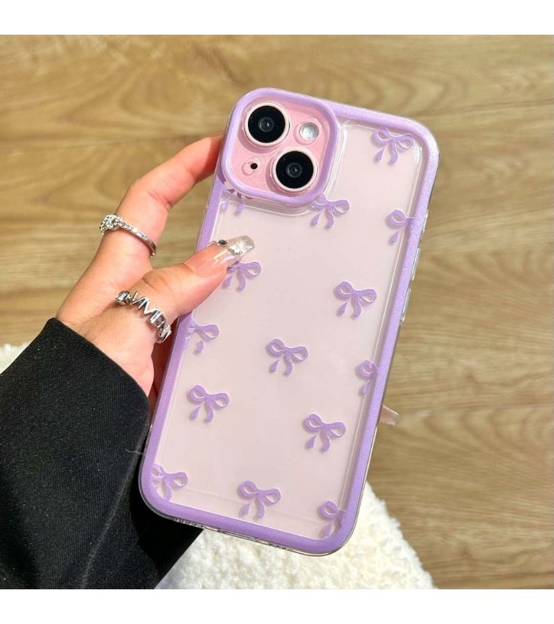 Burgundy Bow TPU Phone Case High Transparency Drop Proof For Apple iPhone X XS - Image 2