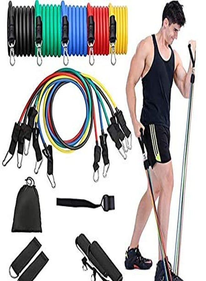 Roy Resistance Toning Tube Set of 5 with Foam Handles, Door Anchor for Training, Gym Workouts, Home Workout, Physical Therapy, Pilates Training for Men and Women, Exercise Guide Included - Image 1
