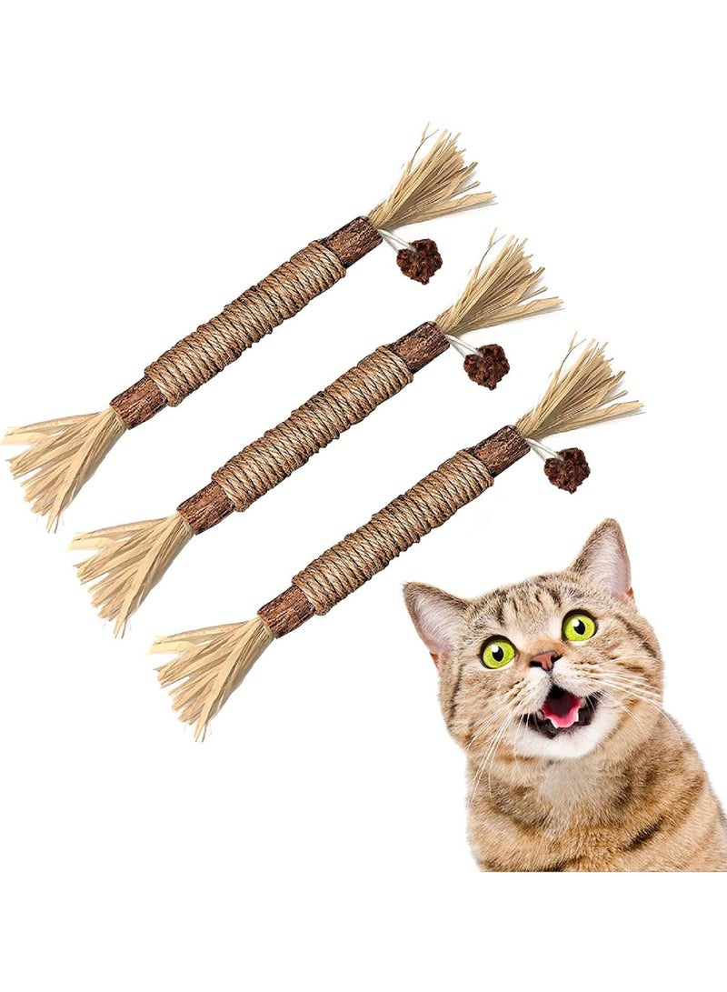 روك بو 3 قطعة لعبة القط مضغ ، مضغ القط العدوانية عصا ، لعبة سيلفرفين مضغ عصا ، لعبة كبيرة الحجم القط مضغ - Image 1