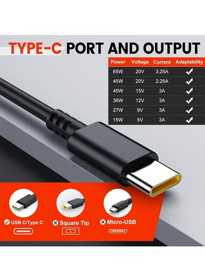 USB-C 65W 45W AC Replacement Charger fit for Lenovo ThinkPad T14 T15 T480 T480s T490 T490s T495 T495s T580 X13 X280 X380 X390 X395 E15 E480 E490 Lenovo Yoga C330 65W Laptop Power Supply Adapter Cord - Image 5