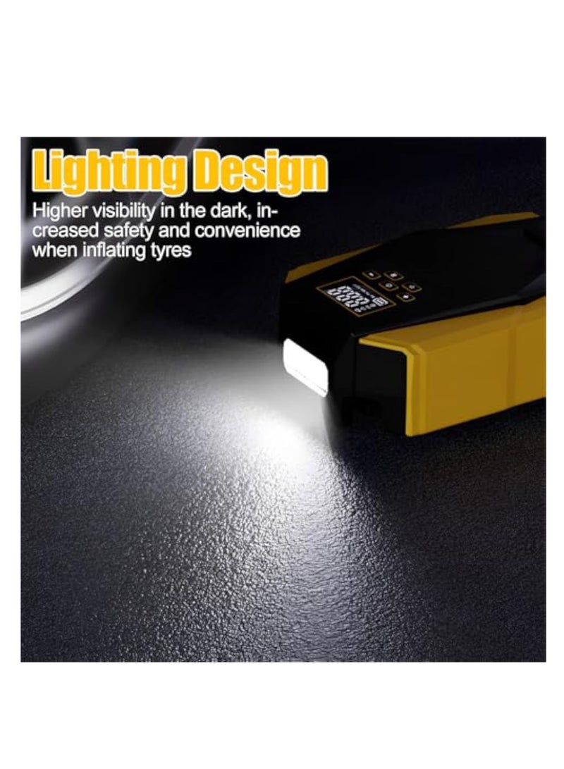 ضاغط هواء لإطارات السيارات، مزود بشاشة رقمية، مضخة هواء محمولة، مضخة تضخيم دراجات متعددة الاستخدامات، شاشة LCD دقيقة للضغط، ضاغط هواء سريع مع ضوء، مزود بالتيار الكهربائي. - Image 4