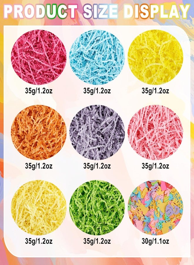 Qumenan 11oz Easter Grass Crinkle Cut Paper Large Pack 8 Colors Easter Shredded Paper with Rabbit Egg Chicken Shape Glitter Confetti for Gift Wrapping Basket Filling Birthdays Weddings Party Supply - Image 2