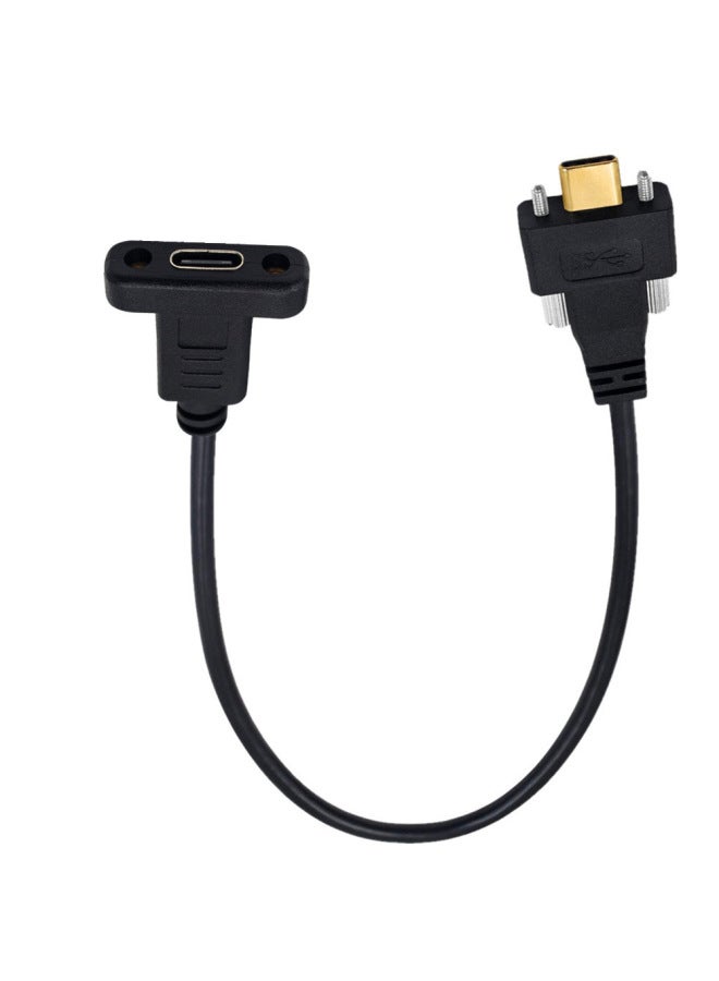 4K Gold-plated 5A10Gb/s USB3.1 C Male To C Female Tape Screw With Fixed Nut Data Extension Cord-Color:0.3m :c Female With Ears To C Male Straight Head With Double Screws-Cord Length:30cm