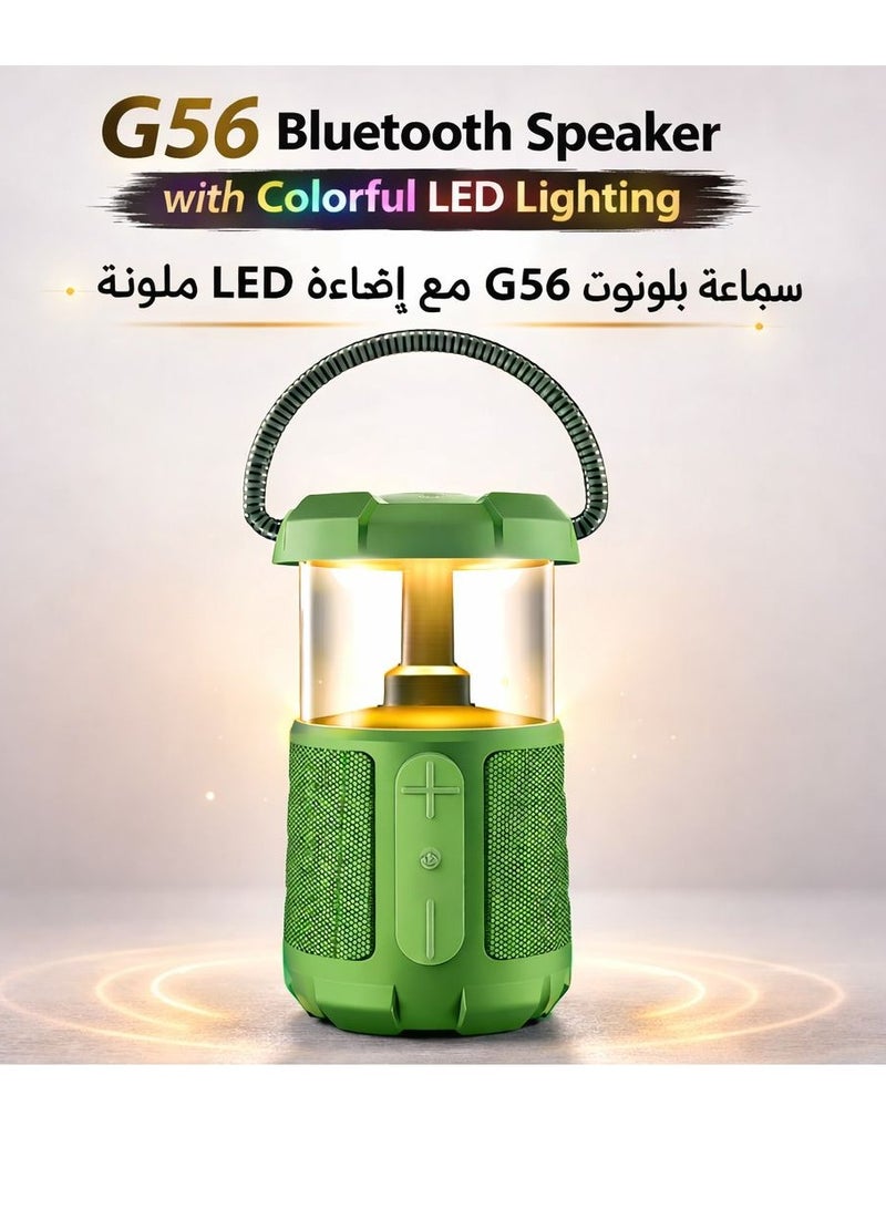 مكبر صوت بلوتوث لاسلكي G56 مزود بإضاءة LED للحملات وصوت جهير قوي، يدعم USB/TF (صوت حفلات خارجية) - Image 1