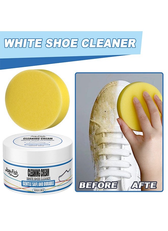 JUE-FISH - White Shoe Cleaner, Shoe Cleaner, Re-Color and Polish Smooth Leather Shoes and Boots,Sneaker Cleaner White Shoes, White Rubber Sole Shoe Cleaner - Image 1