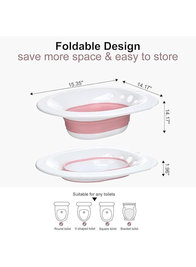 Sitz Toilet Seat, Foldable Steam Seat for Postpartum Care, Hemorrhoid Relief and Perineal Therapy, Portable Hygienic Soaking Basin for Bathing and Relaxing Recovery (Pink) - Image 5