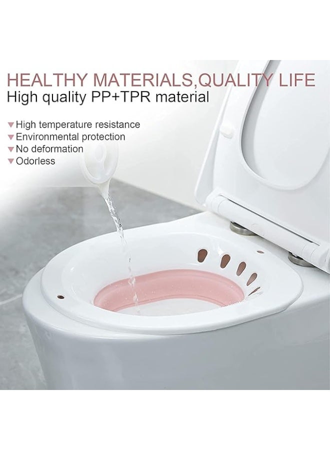Sitz Toilet Seat, Foldable Steam Seat for Postpartum Care, Hemorrhoid Relief and Perineal Therapy, Portable Hygienic Soaking Basin for Bathing and Relaxing Recovery (Pink) - Image 4