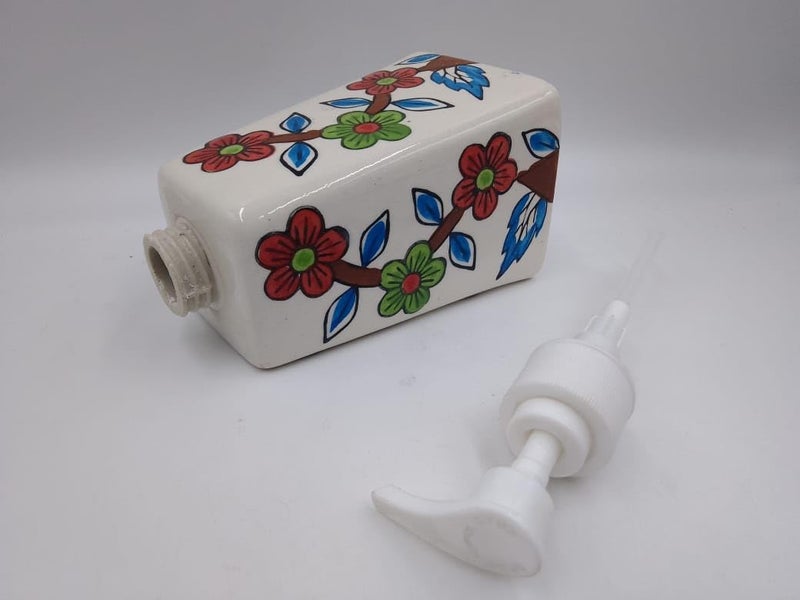 Ethnic Bloom Hand-Painted Dispenser - Floral Vine Fusion Art Premium Glazed Ceramic | Easy Liquid Dispensing | Ideal for Bathrooms, Kitchens, Guest Rooms, Offices & Gifting, 500ml  - Image 2