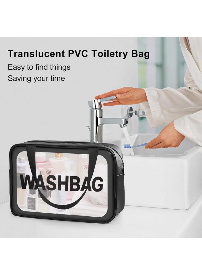 FIMTOWN Clear Makeup Pouch Set, Cosmetic Organizer Bag for Women and Girls Travel Waterproof Toiletry Storage Kit (Black) - Image 3