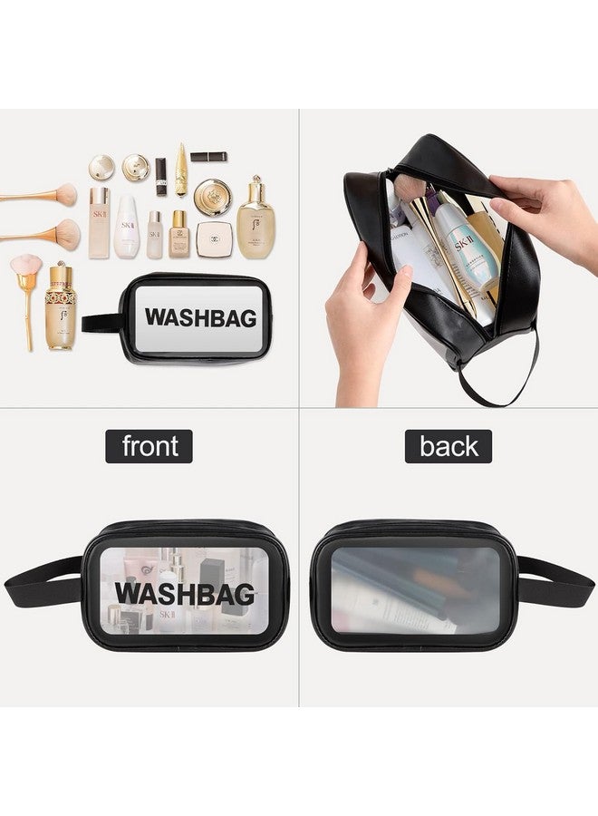 FIMTOWN Clear Makeup Pouch Set, Cosmetic Organizer Bag for Women and Girls Travel Waterproof Toiletry Storage Kit (Black) - Image 5