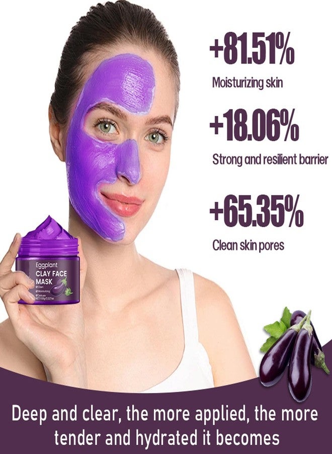 Grospe Eggplant Clay Mask for Face,Deep Cleaning Facial Mask,Eggplant Mud Mask Deep Cleansing for Blackheads,Enhance Skin Firmness and Elasticity - 3.527Oz - Image 3