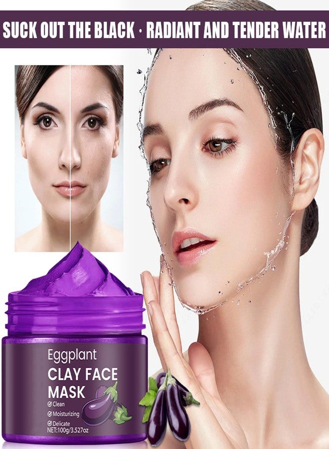 Grospe Eggplant Clay Mask for Face,Deep Cleaning Facial Mask,Eggplant Mud Mask Deep Cleansing for Blackheads,Enhance Skin Firmness and Elasticity - 3.527Oz - Image 2