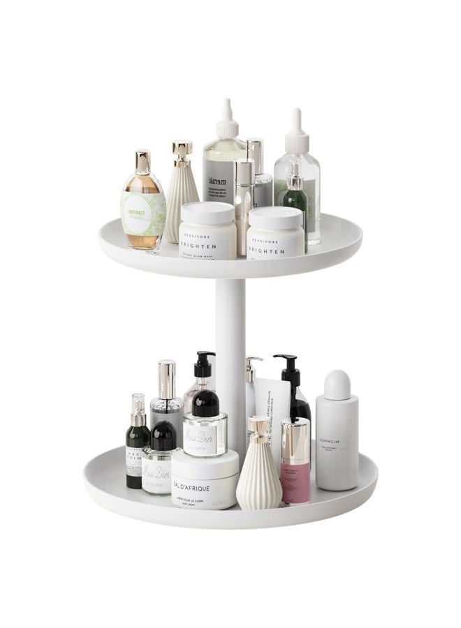 IBERG 2-Tier Metal Lazy Susan Organizer, White, 9"&10" - Modern, Rotating Spice Organizer for Kitchen & Pantry - Image 1