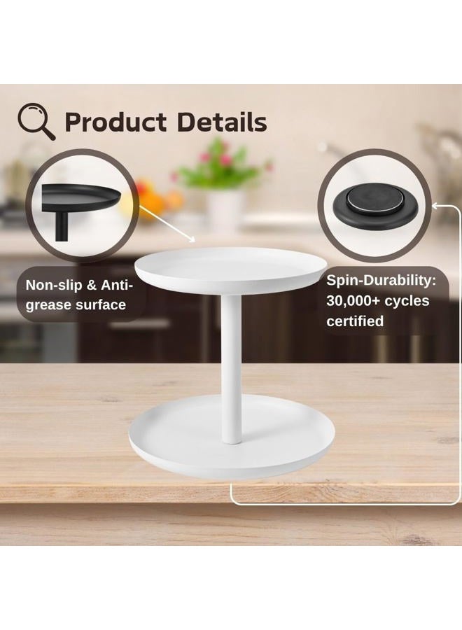 IBERG 2-Tier Metal Lazy Susan Organizer, White, 9"&10" - Modern, Rotating Spice Organizer for Kitchen & Pantry - Image 3