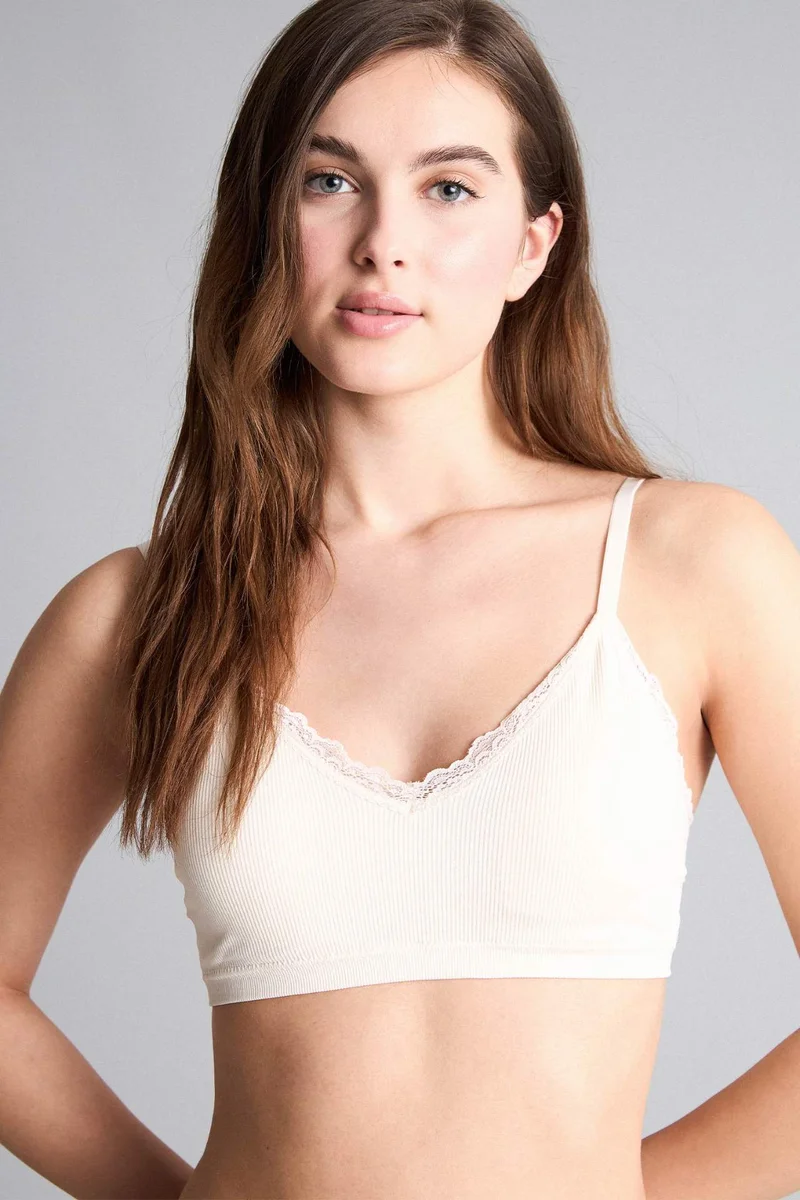 ديفاكتو Lace Detail Removable Cup Removable Padded T-Shirt Bra