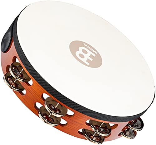 Meinl Percussion TAH2AB Traditional 10-Inch Wood Tambourine with Goat Skin Head and Steel Jingles, 2 Row - Image 4