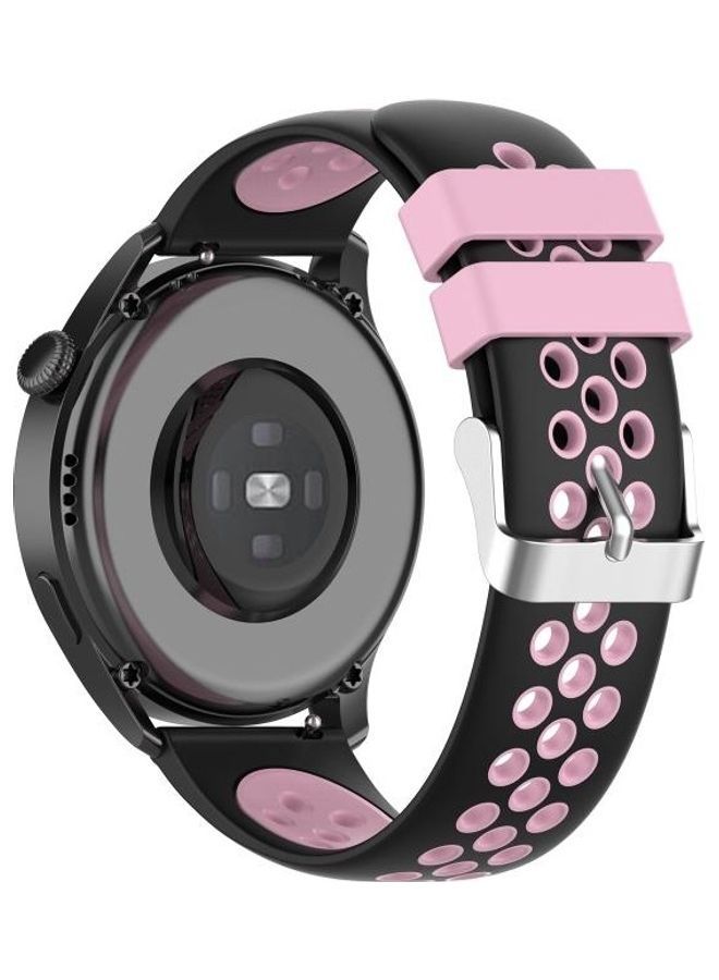 NIBEMINENT Two-Colour Silicone Replacement Strap Watchband For Huawei Watch 3/3 Pro 22mm Black - Image 5