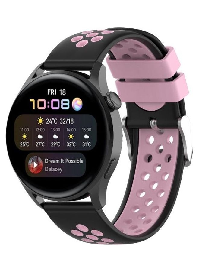 NIBEMINENT Two-Colour Silicone Replacement Strap Watchband For Huawei Watch 3/3 Pro 22mm Black - Image 4