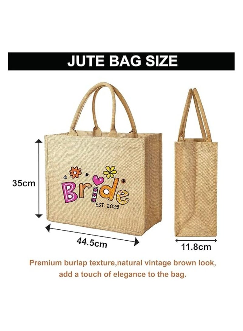 PRINTSHOP4ME Jute Tote Bag-Bride Est-Wedding Party Gift Bag For Bridesmaids And Guests-Wedding Party Favors  - Image 2