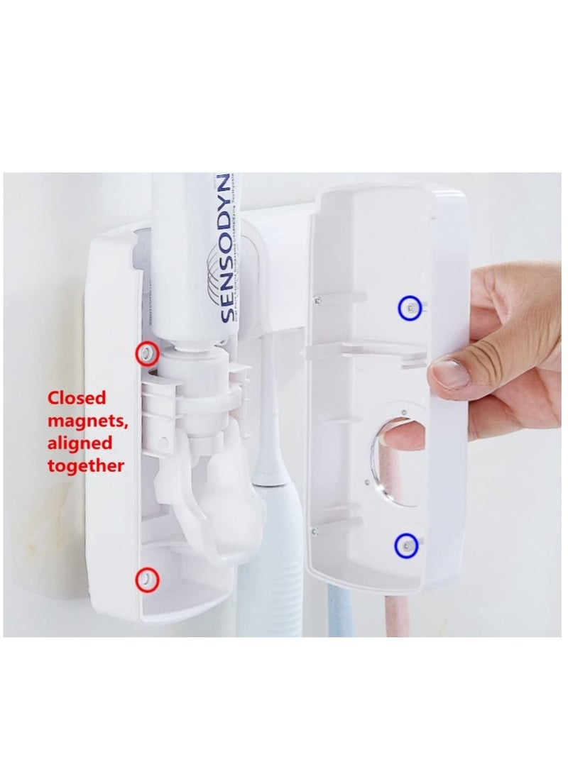 AS SEEN ON TV Wall Mount Automatic Toothpaste Squeezer Kit With 5 Toothbrush Holder Organizer Set White - Image 4
