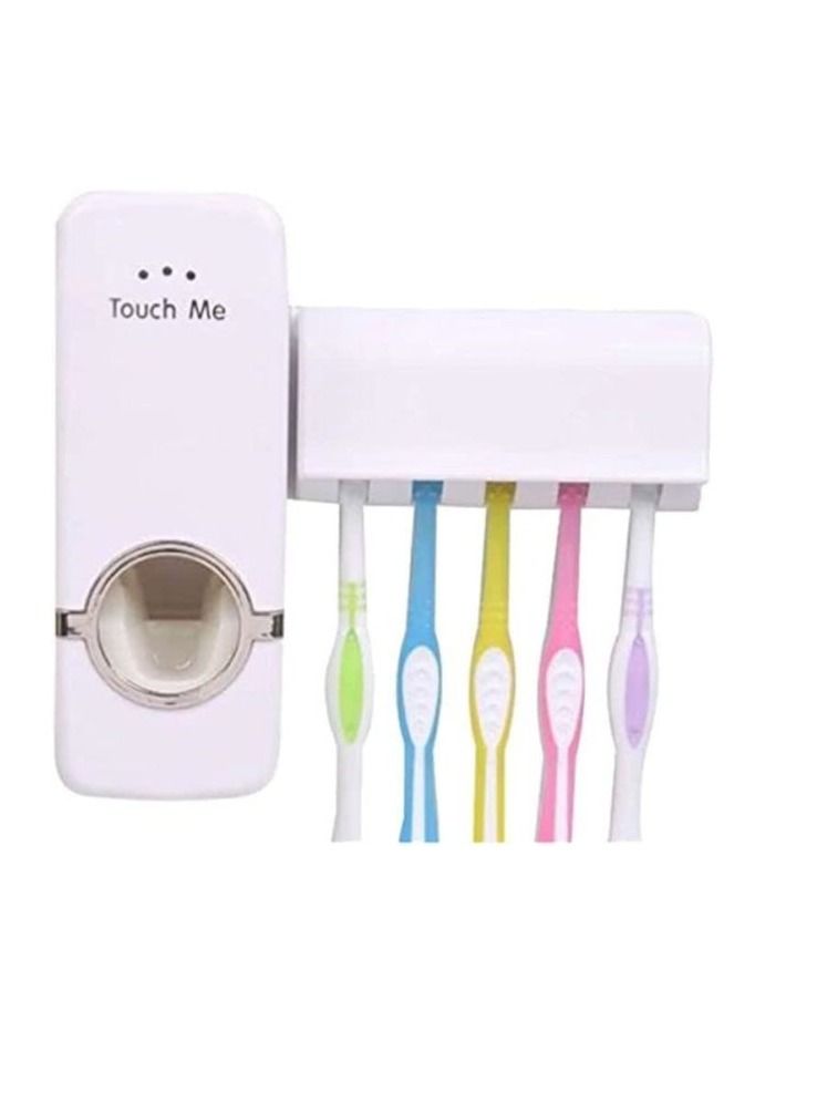 AS SEEN ON TV Wall Mount Automatic Toothpaste Squeezer Kit With 5 Toothbrush Holder Organizer Set White - Image 3