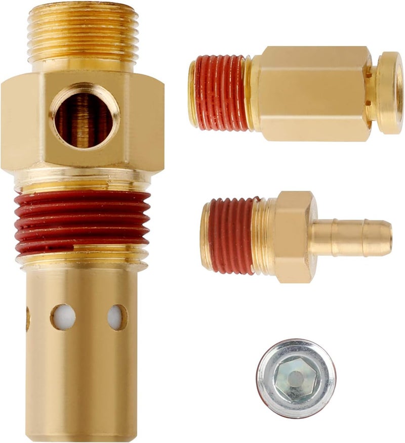 Hromee Air Compressor Replacement Components Brass 1/2 Inch MNPT Compressor in Tank Check Valve Kit with Three Different Unloader Tube Fittings 20 SCFM 4 Pieces - Image 1