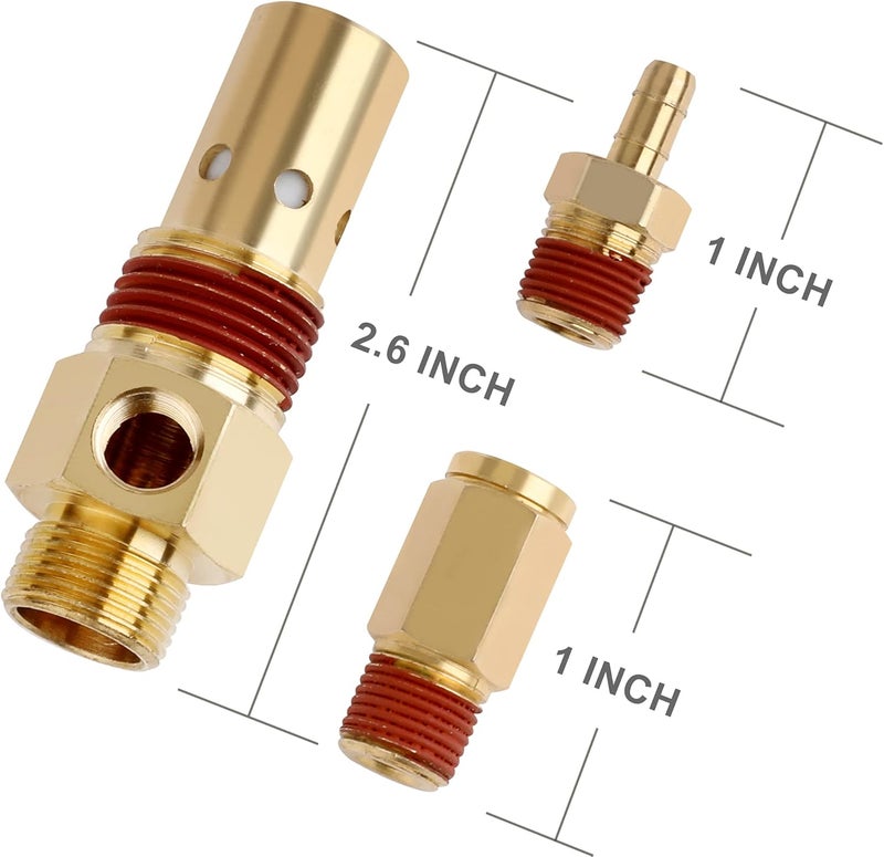 Hromee Air Compressor Replacement Components Brass 1/2 Inch MNPT Compressor in Tank Check Valve Kit with Three Different Unloader Tube Fittings 20 SCFM 4 Pieces - Image 3