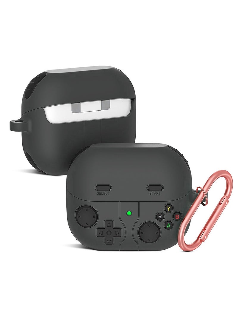O Ozone Case For Samsung Galaxy Buds3 Case & Galaxy Buds 3 Pro Case Cover (2024), 3D Game Console Design Silicone Protective Cover with Keychain- Black  - Image 1