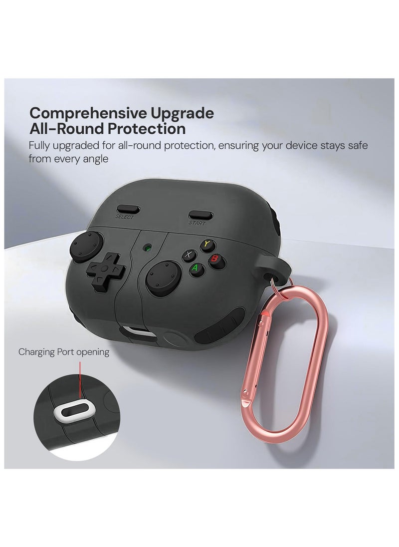 O Ozone Case For Samsung Galaxy Buds3 Case & Galaxy Buds 3 Pro Case Cover (2024), 3D Game Console Design Silicone Protective Cover with Keychain- Black  - Image 5