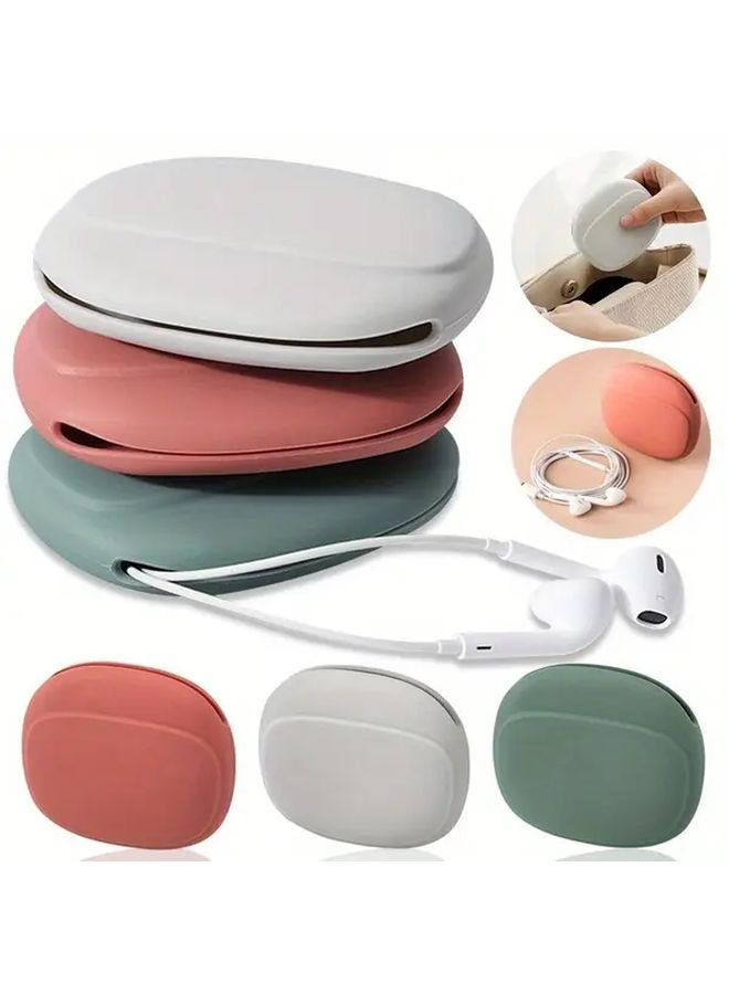 Portable Earphone Storage Bag Gray Lightweight Organizer Travel Accessory Foldable Case Minimalist Pouch Flexible Holder Headphone Case For Travelers Office Workers - Image 1