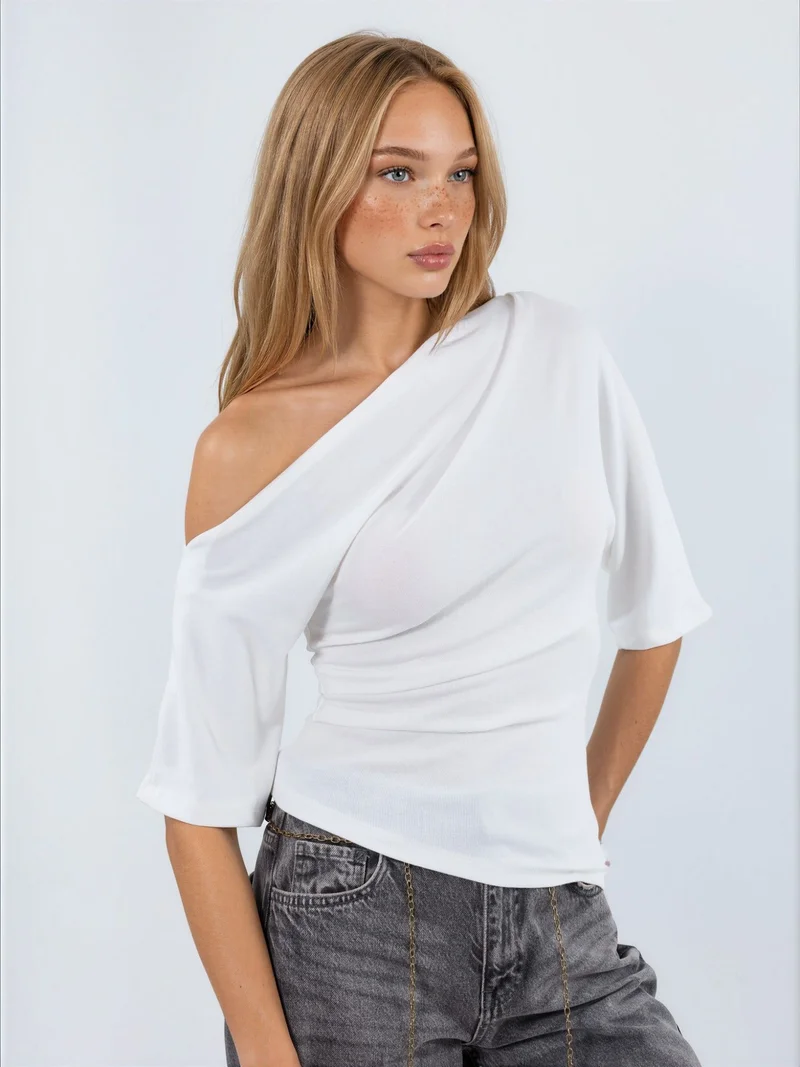 بوسيم BUSEM Women’s boat neck short-sleeve knit blouse