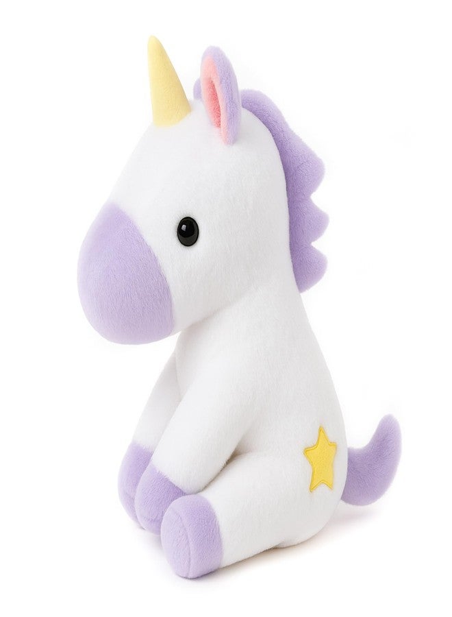 WEIGEDU Adorable Small Star Unicorn Stuffed Animals Plush Toys for Kids Girls Toddler Babies Birthday Bedtime Gift, 9.8 inches Purple and White - Image 1