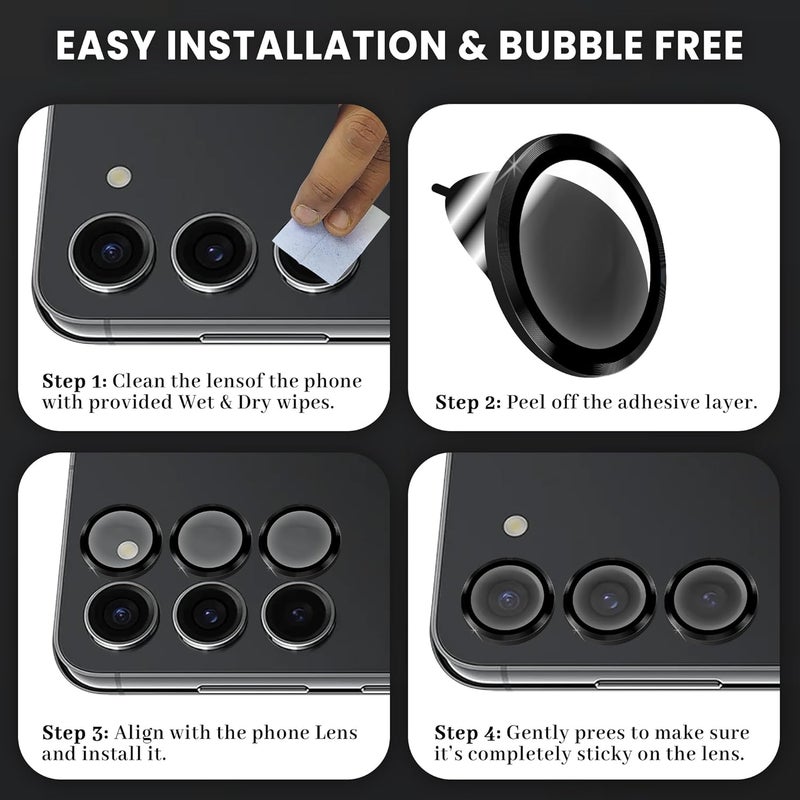 FIRST MART Camera Lens Protector for Samsung Galaxy S23 Plus (6.6 Inches) Tough HD Individual Aluminum Alloy Lens Rings Cover, Scratch Resistant, Thin Lens Protection| Black, 1 Pack - Image 4