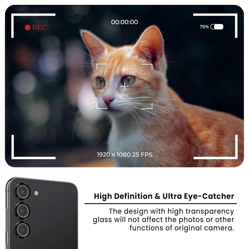 FIRST MART Camera Lens Protector for Samsung Galaxy S23 Plus (6.6 Inches) Tough HD Individual Aluminum Alloy Lens Rings Cover, Scratch Resistant, Thin Lens Protection| Black, 1 Pack - Image 3