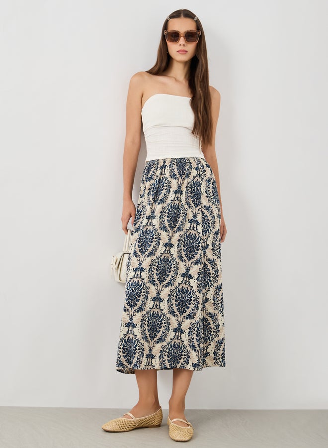 Take Two Take Two All-Over Print A-Line Midi Skirt  - Image 1