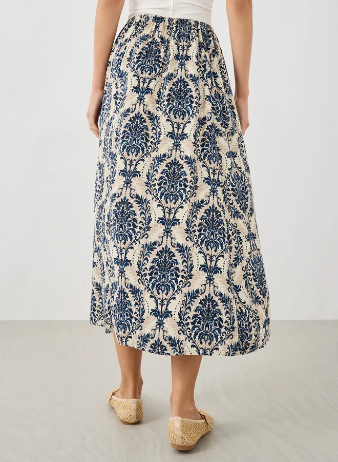 Take Two Take Two All-Over Print A-Line Midi Skirt